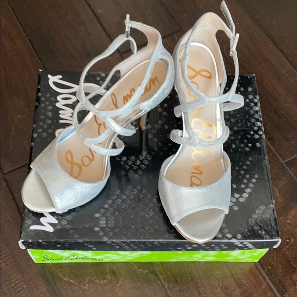 Sam Edelman Aeryn heels in silver metallic